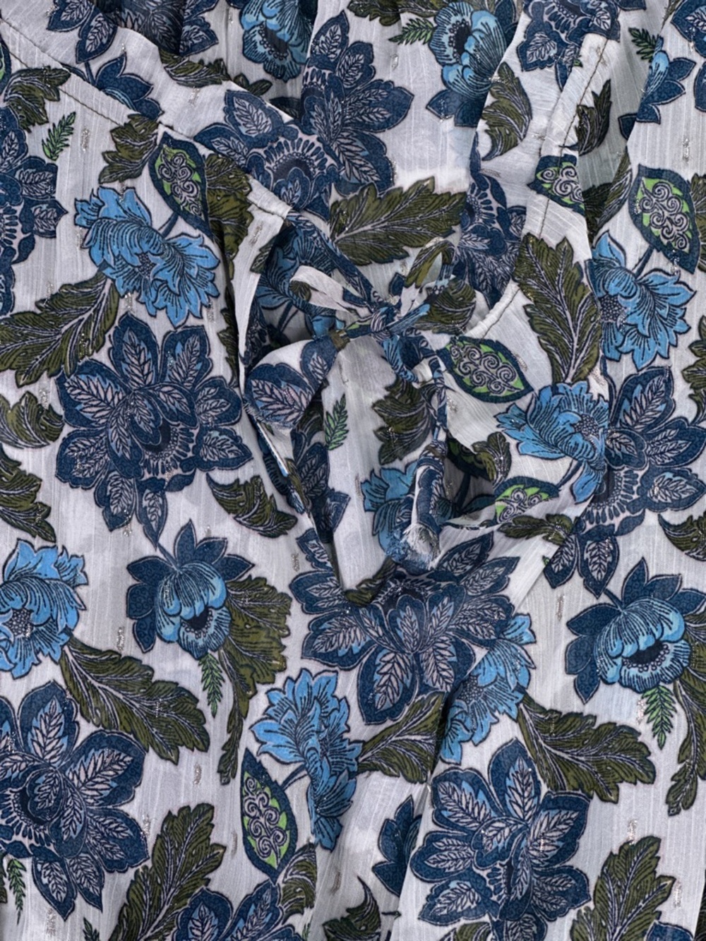 MISA Los Angeles Vida Maxi Dress Smocked Floral Lurex Blue Green L - Picture 5 of 16